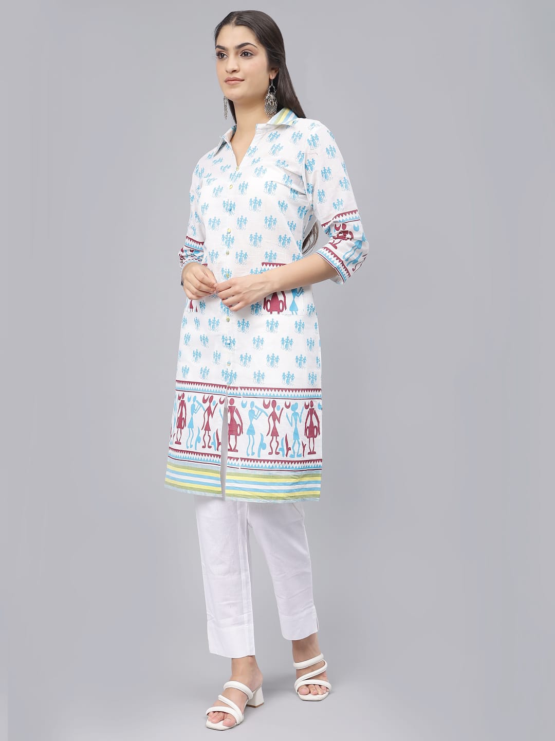 Tribal Print Kurti Collar Neck Design