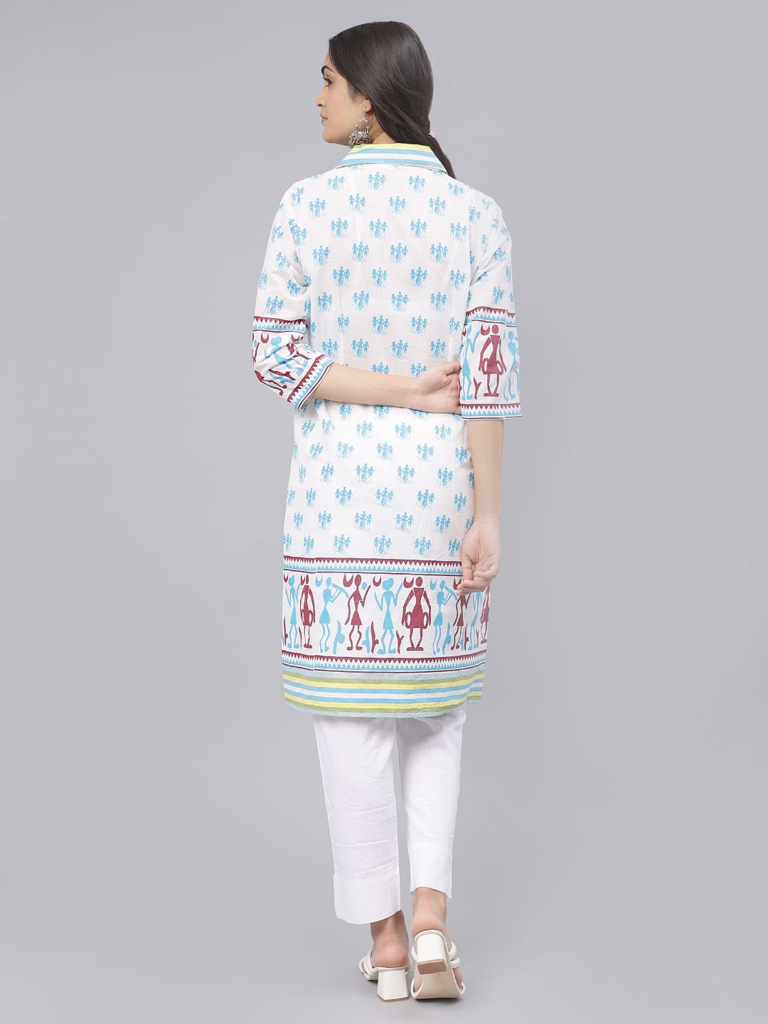 Tribal Print Kurti Collar Neck Design