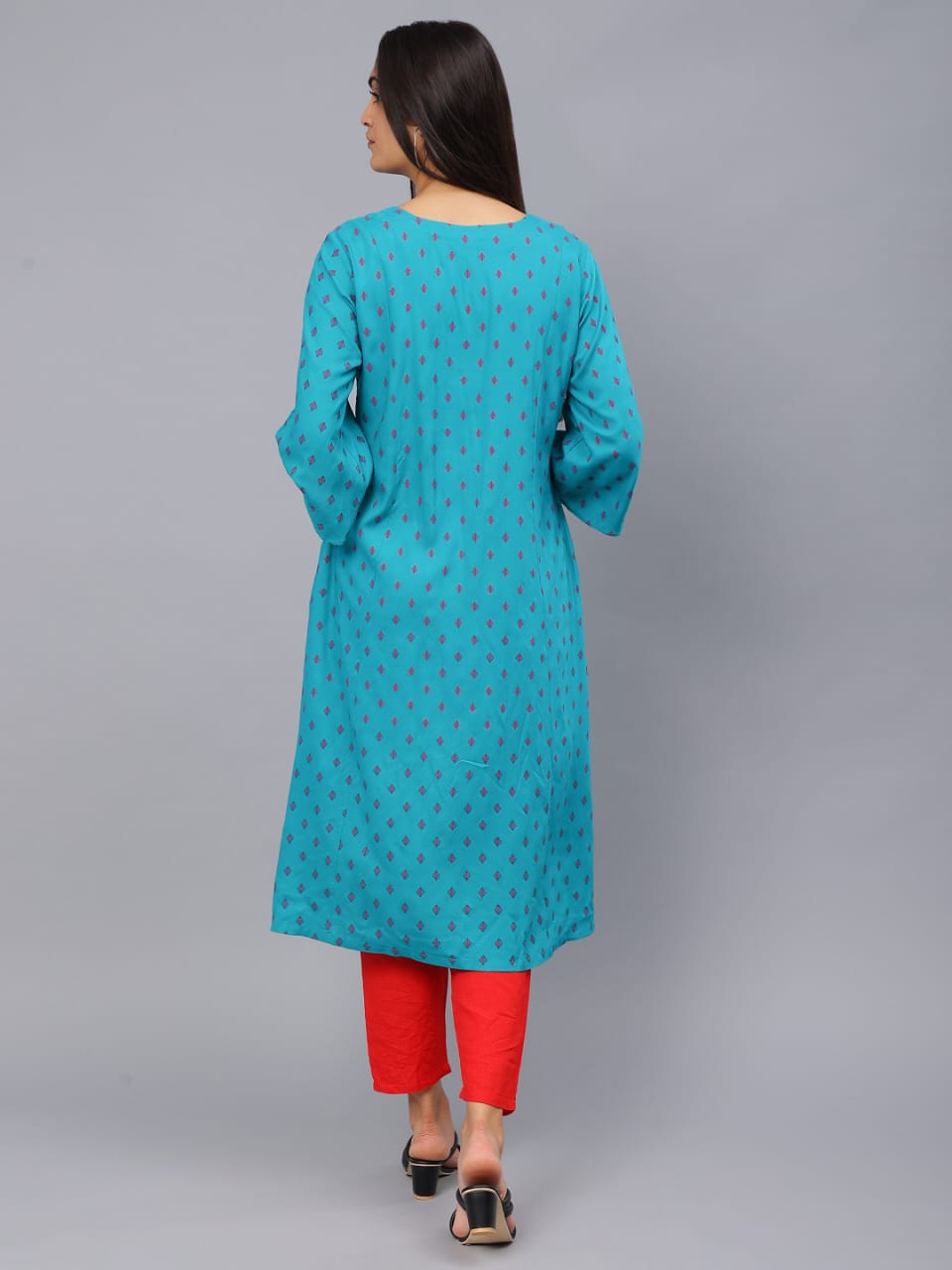 A line Printed kurti V neck design